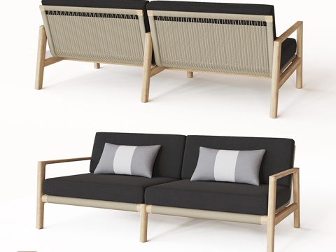  72 梅萨柚木沙发3d模型 