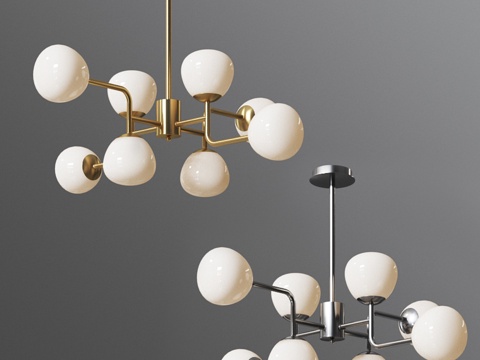  埃里希吊灯 MOD221-PL-08-G 金色铬3d模型 