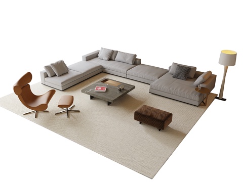 现代沙发茶几组合su模型