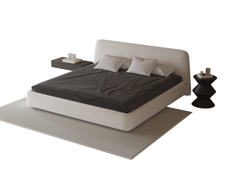  现代双人床 单人床su模型 