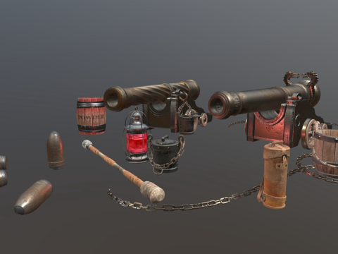  火炮装备3d模型 