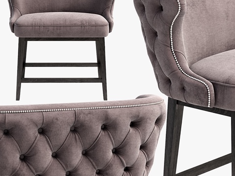  Belair 绗缝吧凳长凳3d模型 