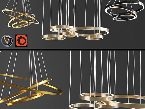  吊灯套装043d模型 