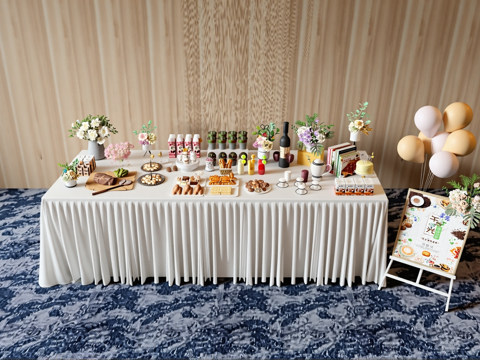 聚会宴会活动茶歇su模型