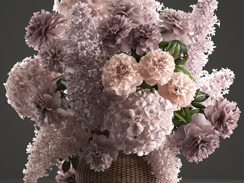  花束85. 紫丁香、绣球花、花篮3d模型 