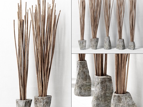  花瓶枝条装饰    枝条花瓶装饰3d模型 