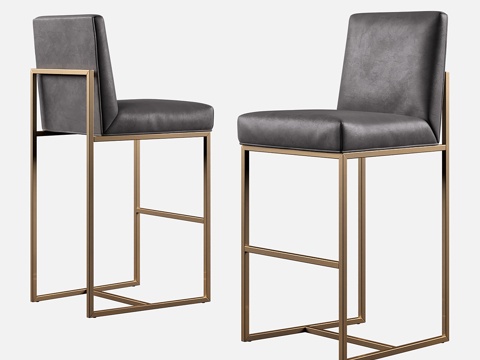  RH现代格兰特皮革吧凳3d模型 