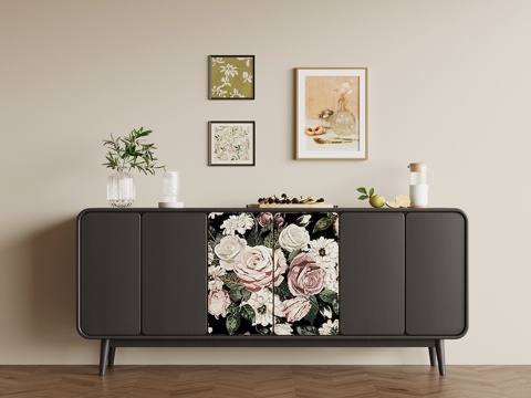 法式复古餐边柜 玄关柜 边柜su模型