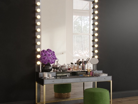  美妆梳妆台装饰套装_013d模型 