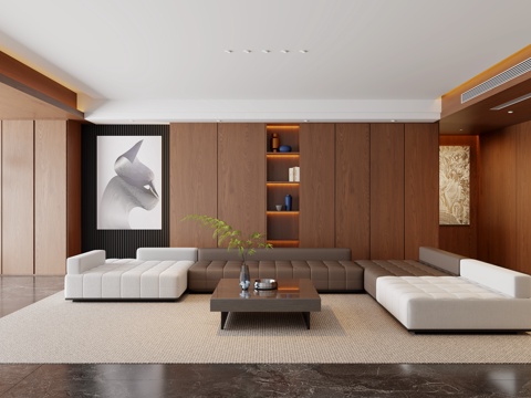  现代轻奢风格客厅3d模型 