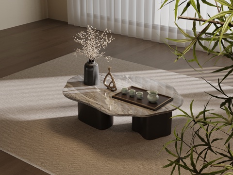  新中式茶几 异形茶几3d模型 