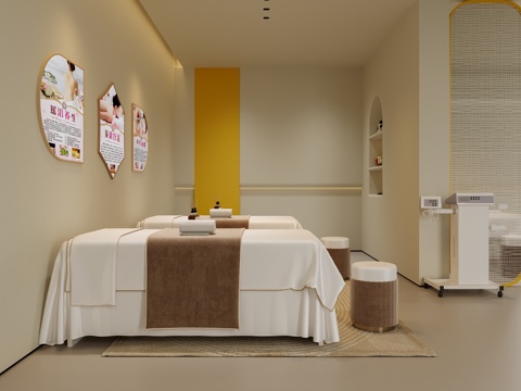 现代spa包房su模型