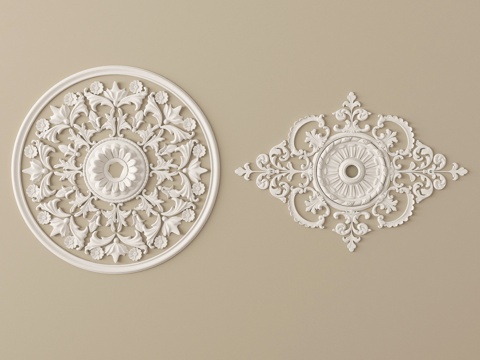 欧式雕花灯盘 灯盘底座 石膏构件su模型