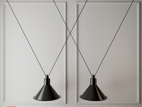  悬吊式玻璃灯具3d模型 