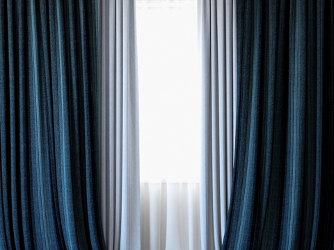  窗帘 06 帆布窗帘与薄纱3d模型 