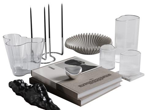  现代饰品摆件组合3d模型 