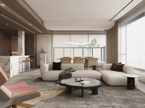  轻奢大平层 样板间 最新全套施工图 效果图合集cad施工图 