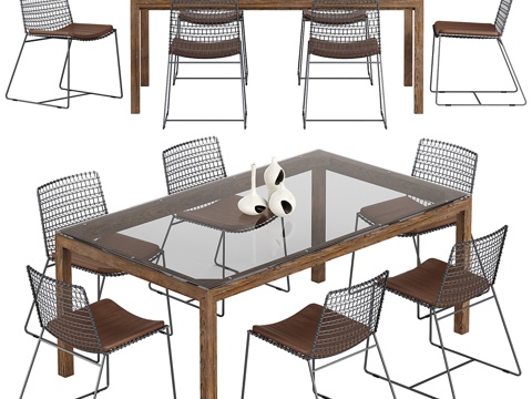  箱子与桶 Tig 椅帕森斯桌套装3d模型 