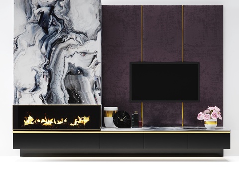  现代壁炉 53d模型 