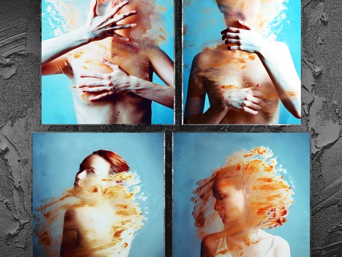  抽象海报套装783d模型 