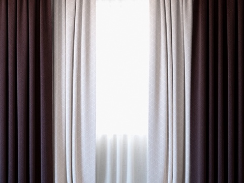  窗帘31 带薄纱窗帘3d模型 