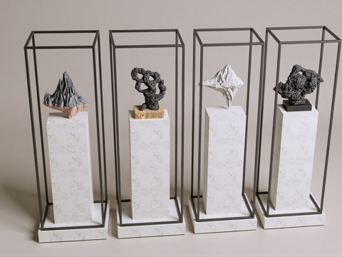  新中式雕塑 太湖石 饰品摆件su模型 