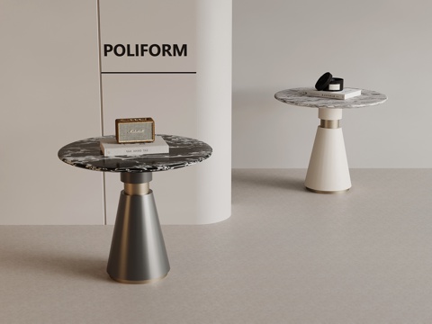  现代轻奢边几 圆几su模型 