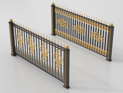 欧式围栏护栏 铁艺栏杆 扶手su模型