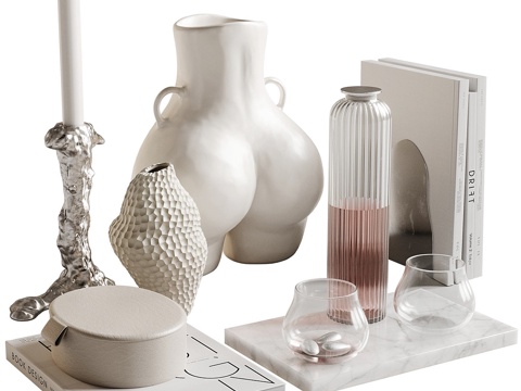  现代奶油风饰品摆件组合3d模型 