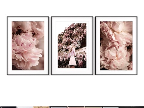  海报套装 牡丹绽放3d模型 