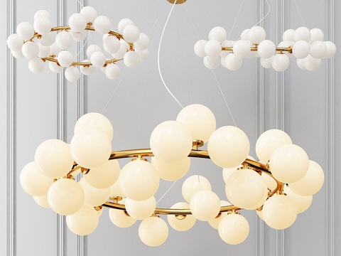  牛奶泡泡圆形吊灯3d模型 