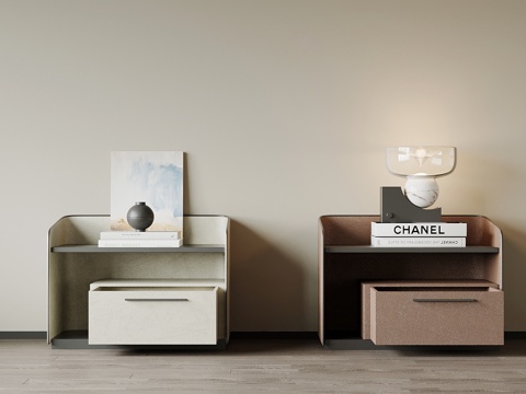 现代床头柜 皮革床头柜su模型