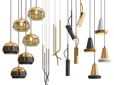  四盏吊灯_24 限定款3d模型 