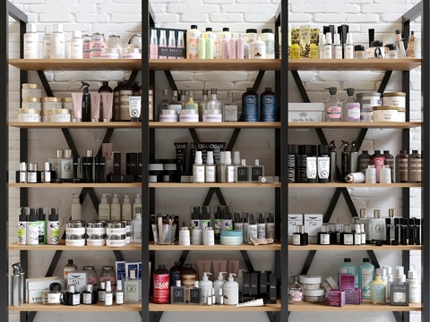  美容沙龙专用奢华化妆品巨型陈列架3d模型 