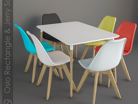  奥斯陆长方形餐桌与杰瑞软椅3d模型 