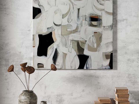  现代，轻奢，侘寂，肌理，简约，抽象，复古，装饰画3d模型 