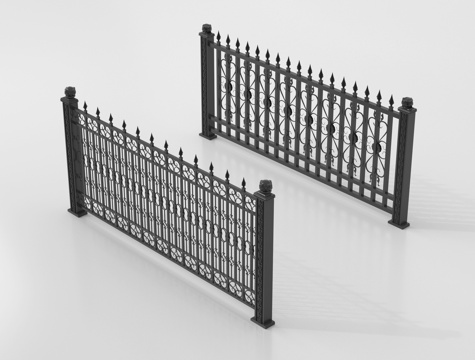 现代围栏护栏 铁艺栏杆扶手su模型