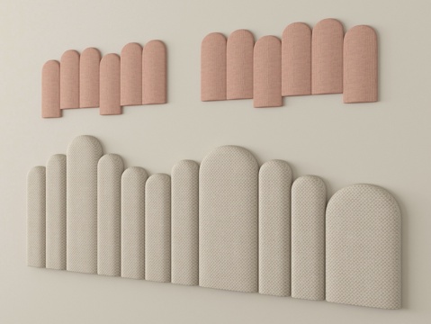  现代床靠背 床品 床头su模型 