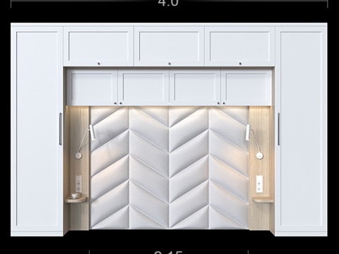  小卧室2用带床头板衣柜3d模型 