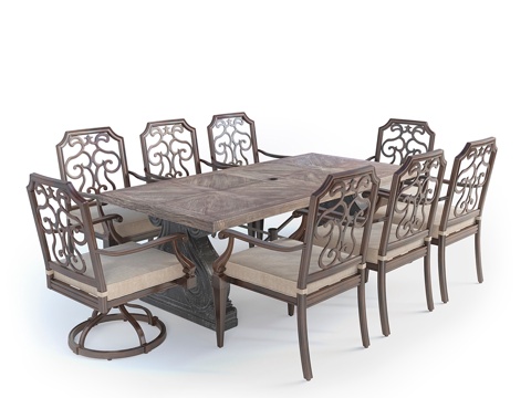  加布里埃尔餐桌套装3d模型 