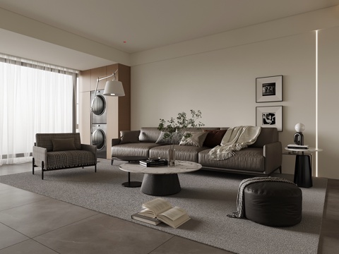  现代客厅su模型 