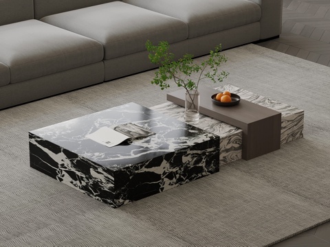 意式茶几 大理石茶几su模型