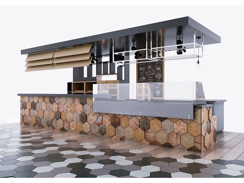  咖啡馆餐厅专用吧台3d模型 