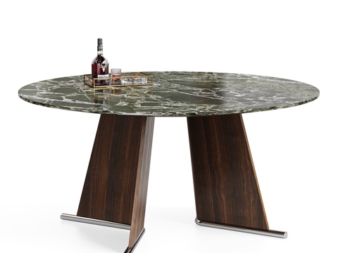  MINOTTI LIBRA 现代意式餐桌 圆形餐桌 大理石3d模型 