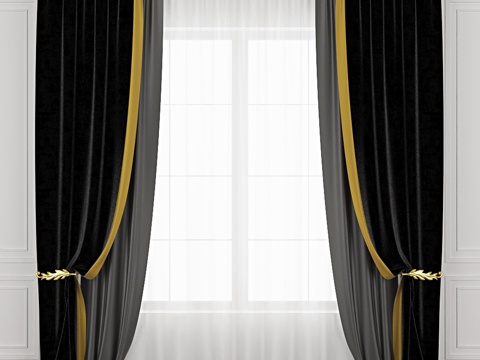 窗帘3d模型 