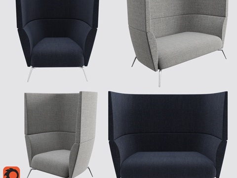  燕麦单人及双人沙发3d模型 