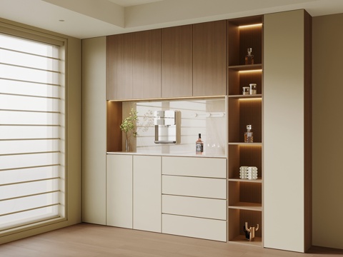  中古风酒柜3d模型 