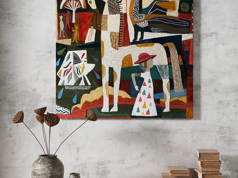  现代，轻奢，侘寂，肌理，简约，抽象，复古，装饰画3d模型 