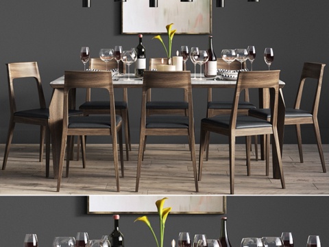  餐桌套装3d模型 
