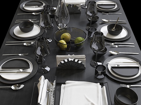  餐桌布置    餐桌布置 93d模型 